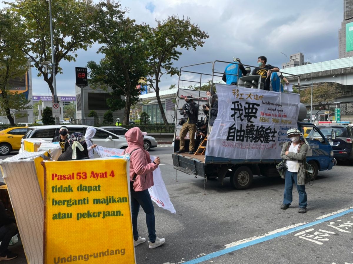 ▲移工大遊行在台北展開。（圖／記者蕭子瑜攝於2022.01.16）