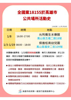 ▲高雄市政府說明最新確診者足跡。（圖／高雄市政府）