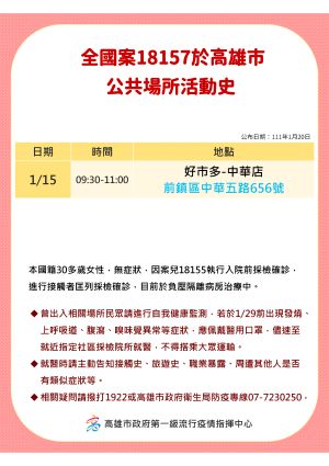 ▲高雄市政府說明最新確診者足跡。（圖／高雄市政府）