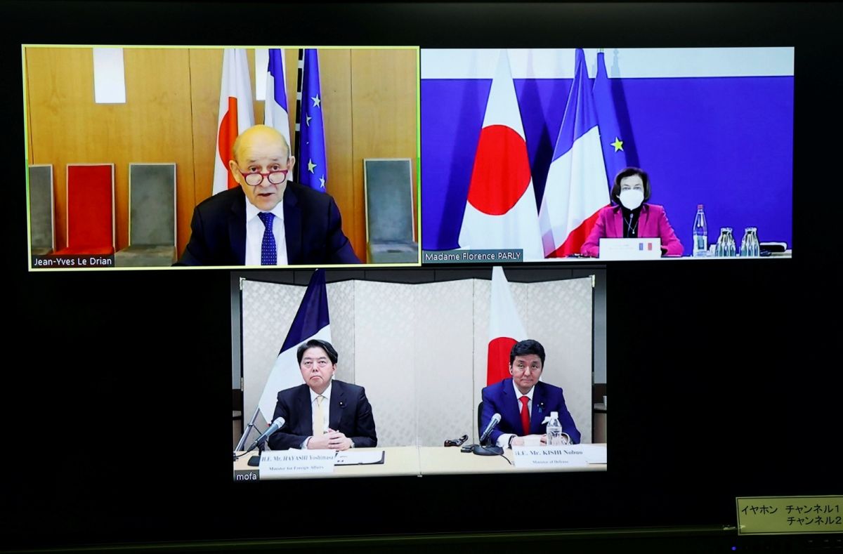 ▲日本與法國20日舉行外交與國防首長2+2會談，雙方在最後聲明提到台海和平穩定的重要性。（圖／美聯社／達志影像）