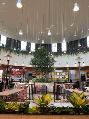 直擊新光三越SKM Park「5大亮點」 買得到法雅客福利品 ▲SKM Park在室內美食空間打造戶外街區感。(圖/記者蕭涵云攝)