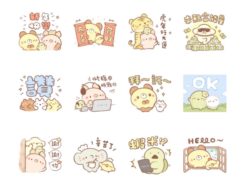 ▲免費貼圖「LINE TV × 麵包樹」。（圖／翻攝自LINE）