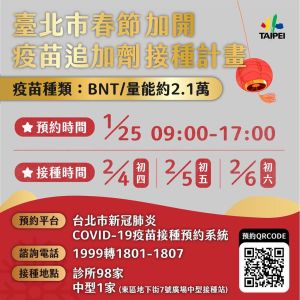 ▲台北市過年期間疫苗施打。(圖/台北市政府) ▲台北市過年期間疫苗施打。(圖/台北市政府)