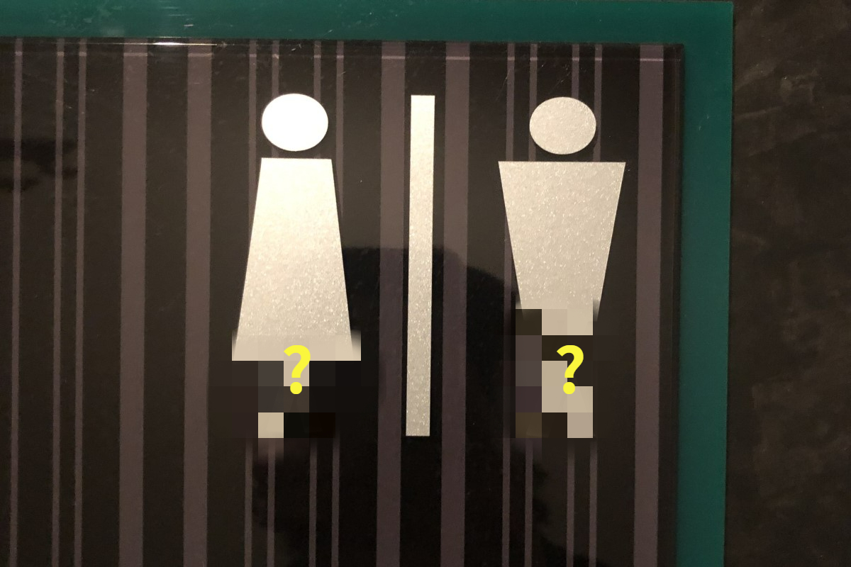▲日本一間廁所的男女標誌讓人看起來「更心急上廁所」！（圖／Twitter帳號masudakaoru_）