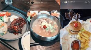 ▲▼朴俊炯（上圖）、BTS與TXT成員曾公開公司員工餐廳菜色，一餐只要2000韓元。（圖／와썹맨-Wassup Man YouTube、J-HOPE IG、TAEHYUN IG）