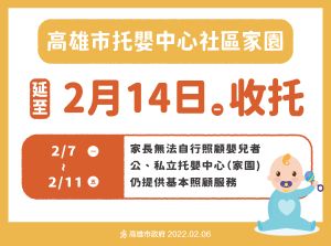 ▲陳其邁今天又宣布，高市托嬰中心社區家園也同步延至2月14日收托。(圖／高市府提供)