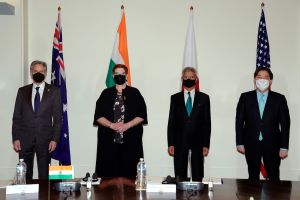 ▲美國、澳洲、日本、印度的外交首長於澳洲墨爾本就深化「四方安全對話」（Quad）聯盟展開會談。（圖／美聯社／達志影像）