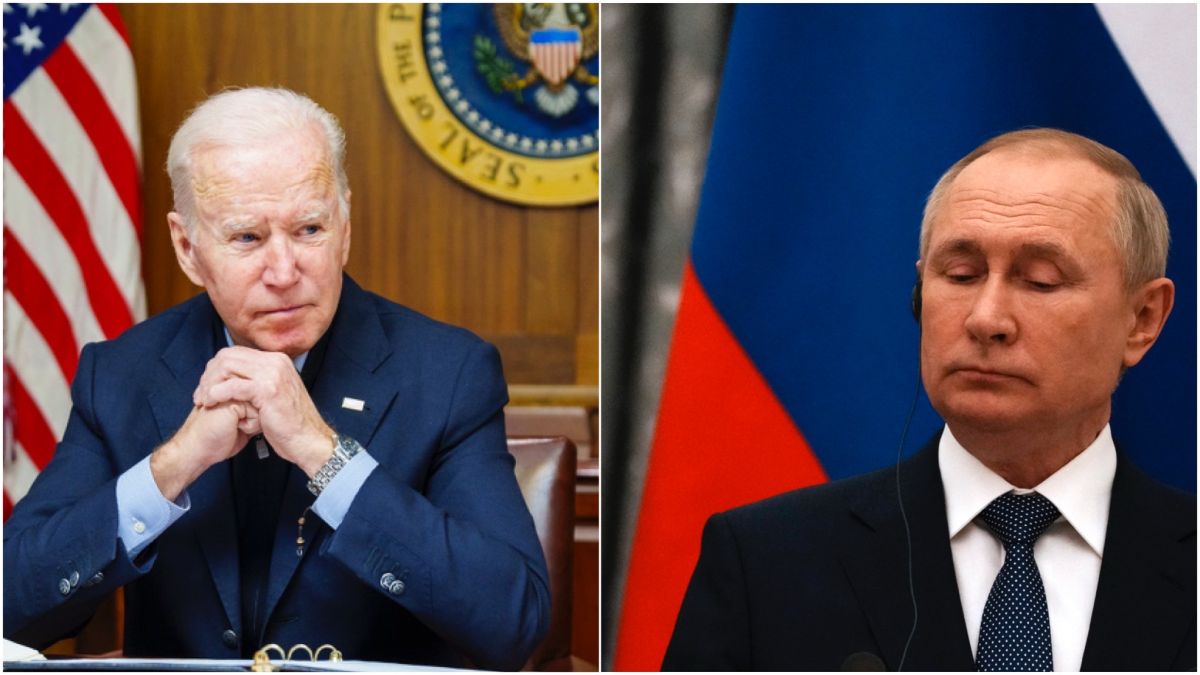 ▲美國總統拜登（左）和俄羅斯總統蒲亭（右）12日針對烏克蘭情勢通話1小時又2分鐘，但未帶來任何重大改變。（圖／美聯社／達志影像）