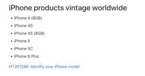 ▲蘋果正式公布最新一版的「過時產品」清單，iPhone 6 Plus也入列其中。(圖／翻攝Apple官網)