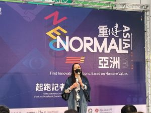 行政院政務委員唐鳳表示,台南市在過去2年於防疫及經濟上成效卓越 ▲行政院政務委員唐鳳表示,台南市在過去2年於防疫及經濟上成效卓越(圖/記者林怡孜攝,2022,02,16)