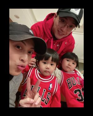 ▲王子（左一）和江宏傑兒女自拍。（圖／邱勝翊 王子IG）