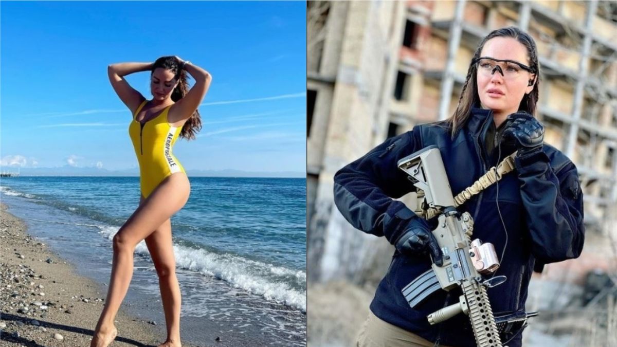 泳裝換軍裝！烏克蘭選美皇后「持槍威嚇」　響應軍事徵召
