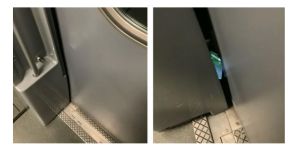 ▲原PO的手機不小心掉進高鐵車廂間的門縫裡。（圖／翻攝自《Dcard》）