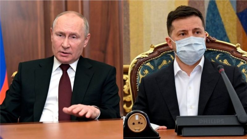 ▲烏克蘭總統澤倫斯基（右）與俄羅斯總統蒲亭（左）。（圖／美聯社）