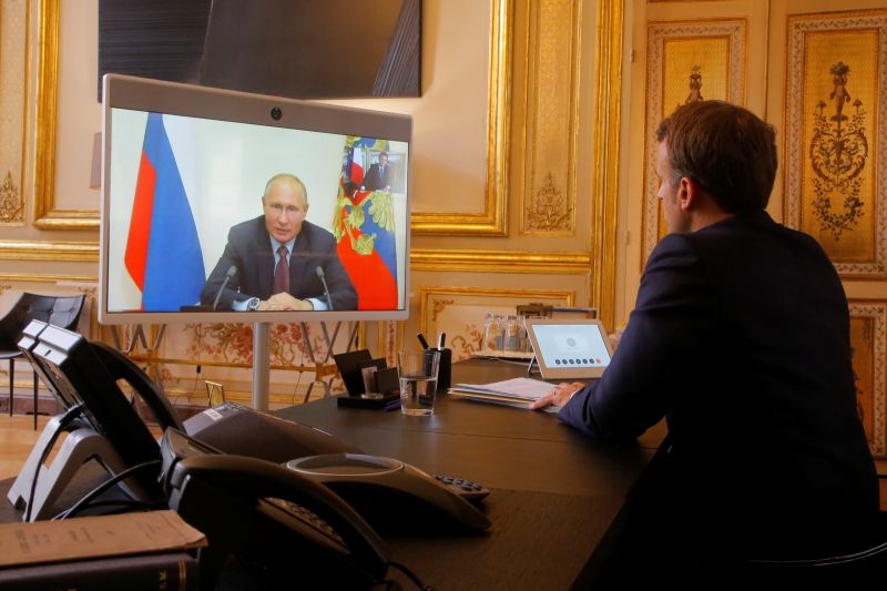 ▲俄羅斯總統蒲亭（Vladimir Putin）18日再與法國總統馬克宏（Emmanuel Macron）通話，指控基輔犯下「戰爭罪」。資料照。（圖／美聯社／達志影像）