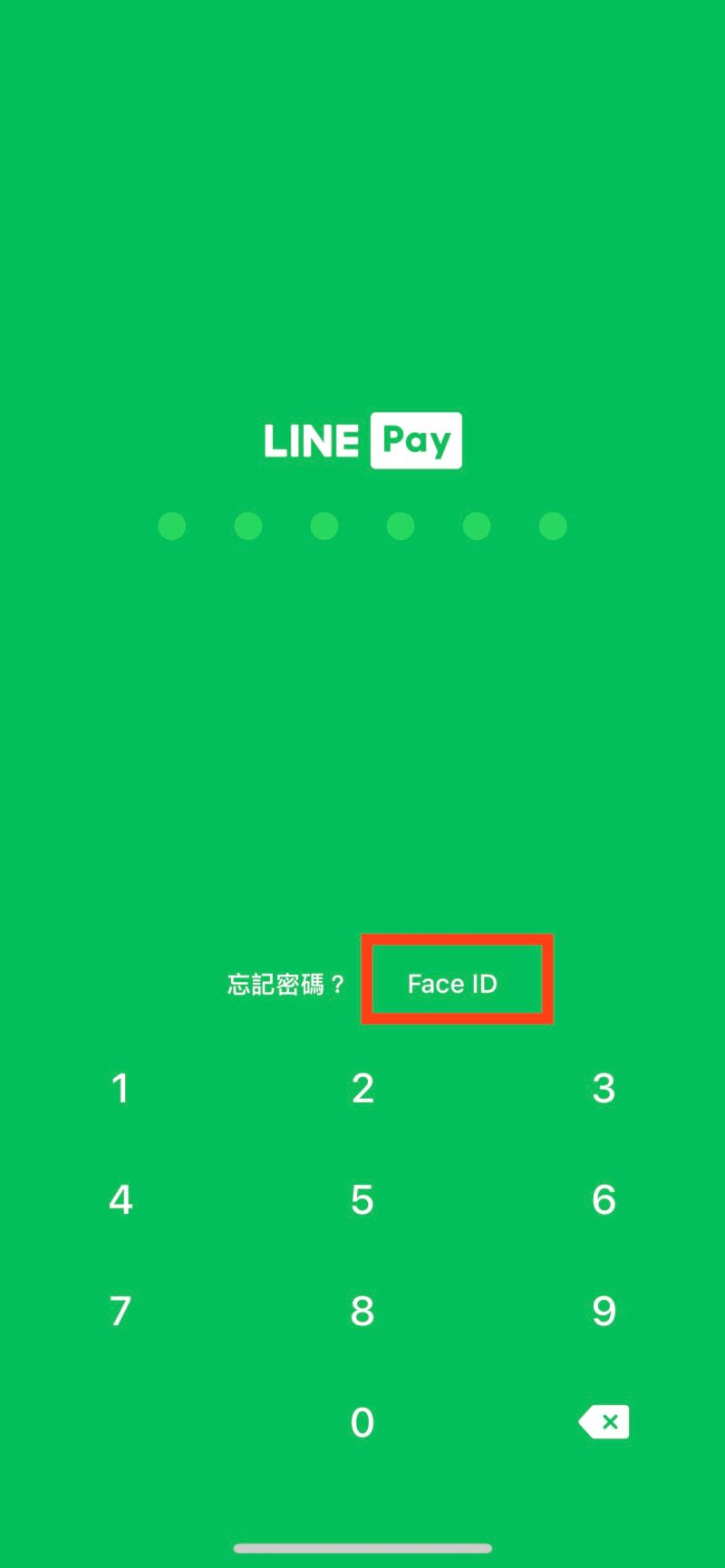 ▲可在LINE Pay密碼輸入頁面的地方改為「Face ID」付款。(圖／螢幕截圖)