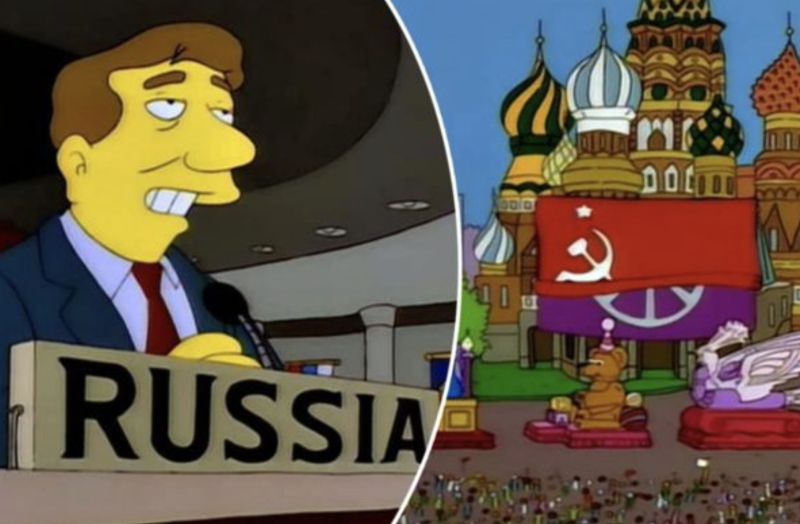 ▲《辛普森家庭》24年前的動畫被翻出，當集中，俄羅斯代表自稱是「蘇聯」，引發美方代表驚呼。（圖/辛普森家庭動畫）