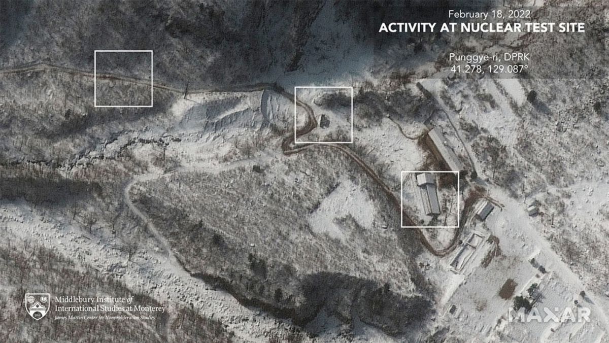 ▲美國分析人士表示，商業衛星圖像顯示，北韓豐溪里核子試驗場自2018年關閉以來首度出現興建跡象，擔心平壤可能重新開始測試其主要武器。（圖／翻攝自NBC News）