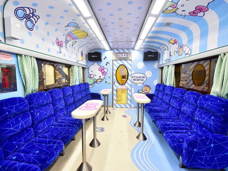 ▲環島之星Hello Kitty繽紛列車，明亮內部充滿童趣。（圖／易遊網提供）