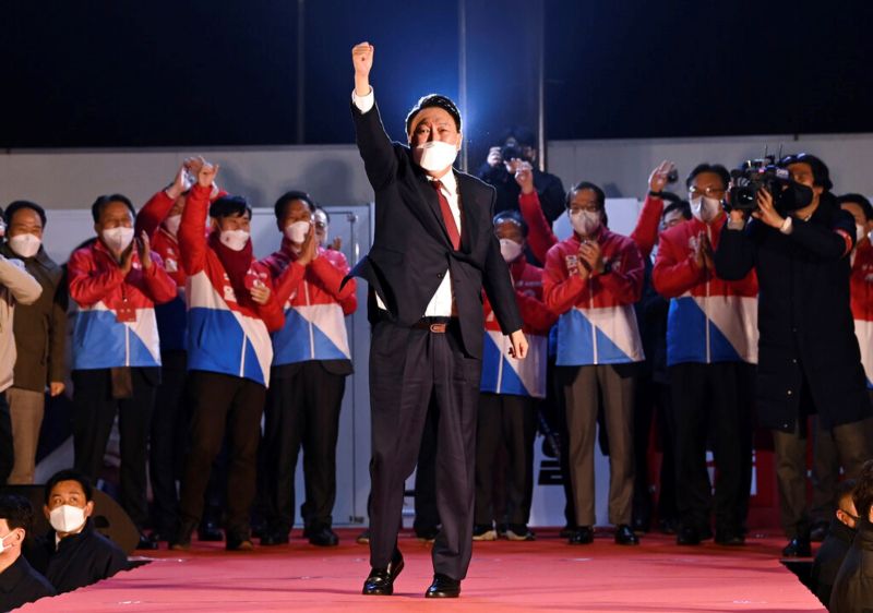 ▲尹錫悅在韓國第20屆總統大選中勝選。（圖／美聯社／達志影像）