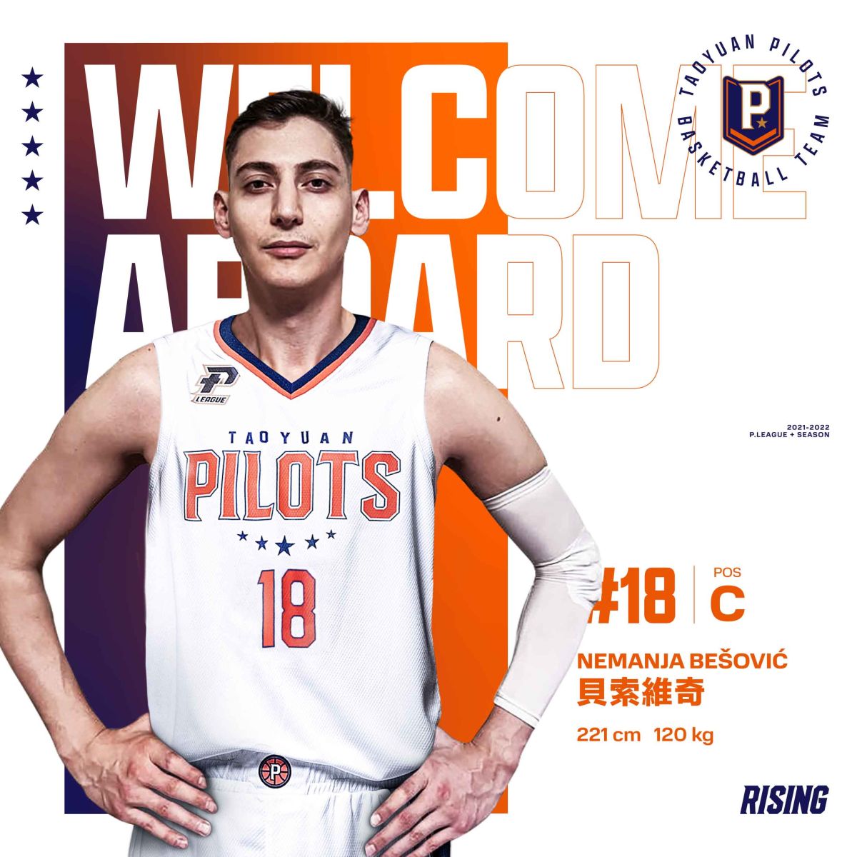 ▲PLG桃園領航猿網羅221公分巨人中鋒貝索維奇。（圖／桃園領航猿提供）