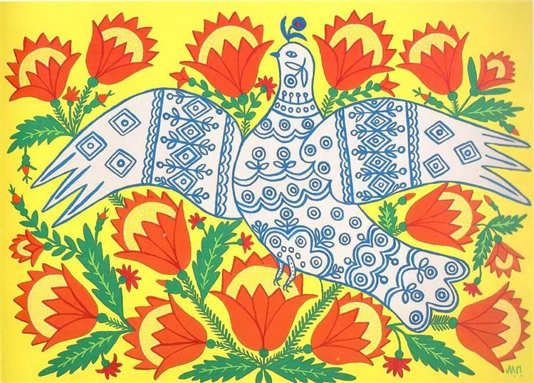 ▲已故烏克蘭畫家普里馬琴科（Maria Prymachenko）的畫作「和平鴿展翅」被視為烏克蘭希望的象徵。（圖／翻攝自wikiart）