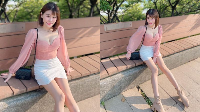 ▲波波似乎在公園偷偷約會，推出男友視角的福利照片。（圖／翻攝Bobo 陳波波臉書）