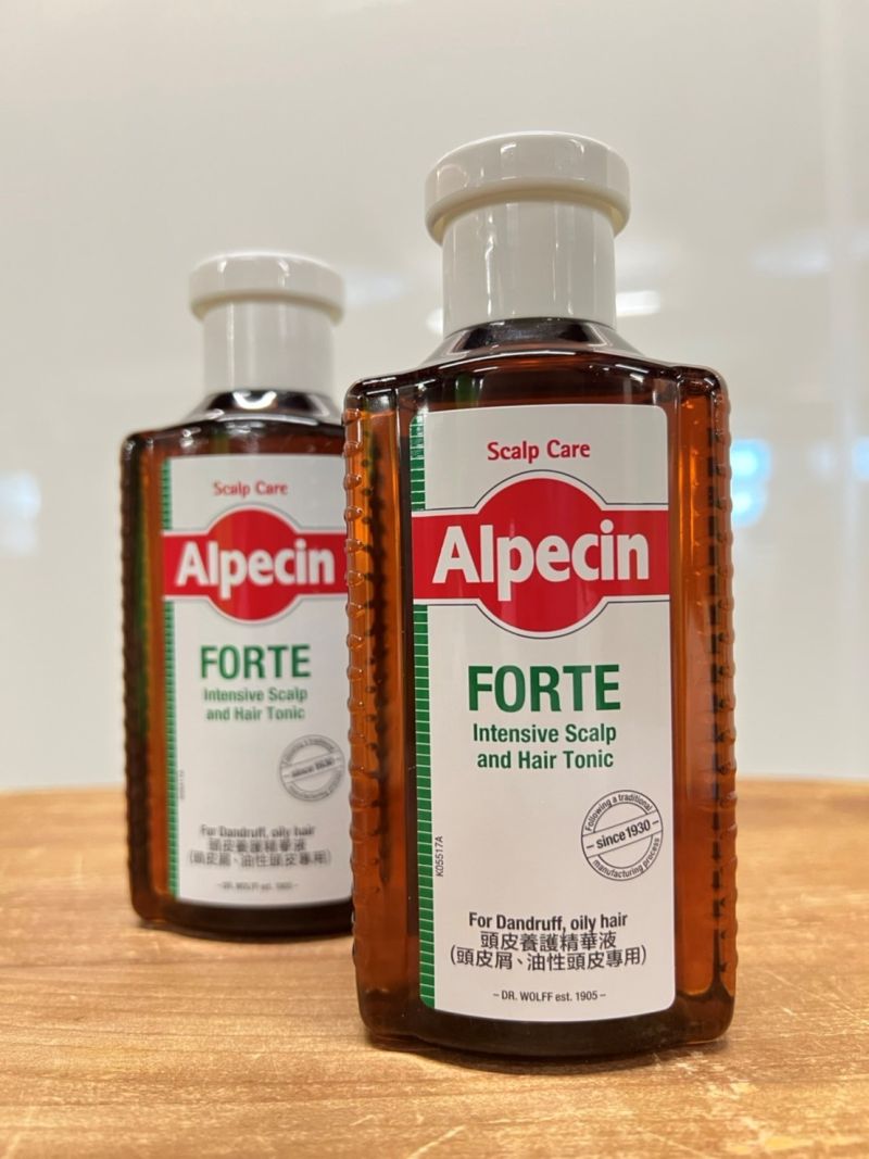 ▲德國百年配方ALPECIN FORTE頭皮養護精華液，天然成分能有效控油去屑，今年正式登台。（圖／NOWNEWS攝）