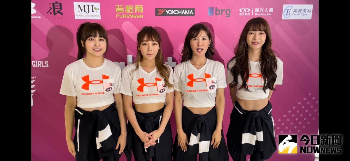 ▲樂天女孩左起陳伊、林襄、沐妍、Yuri。（圖／吳政紘攝）