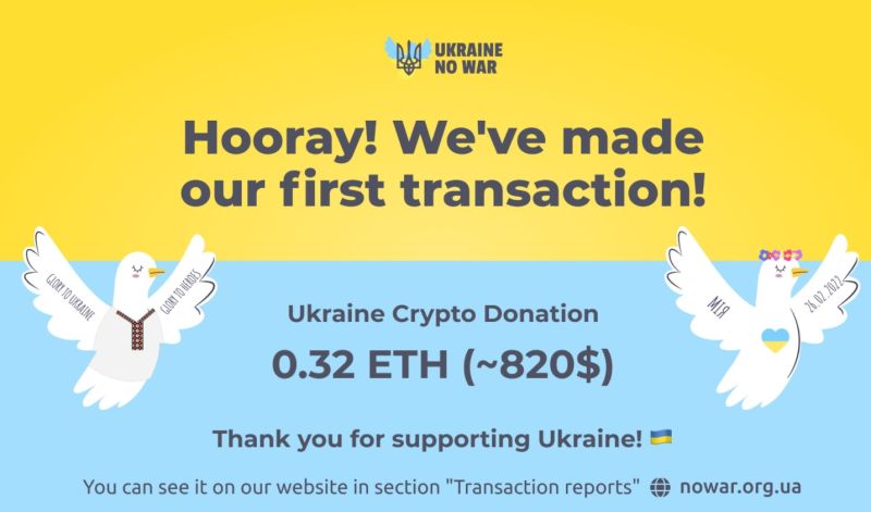 ▲烏克蘭政府與加密貨幣公司合作，讓外界捐款得以流入烏克蘭的中央銀行。（圖／取自推特帳號@UA_No_War）