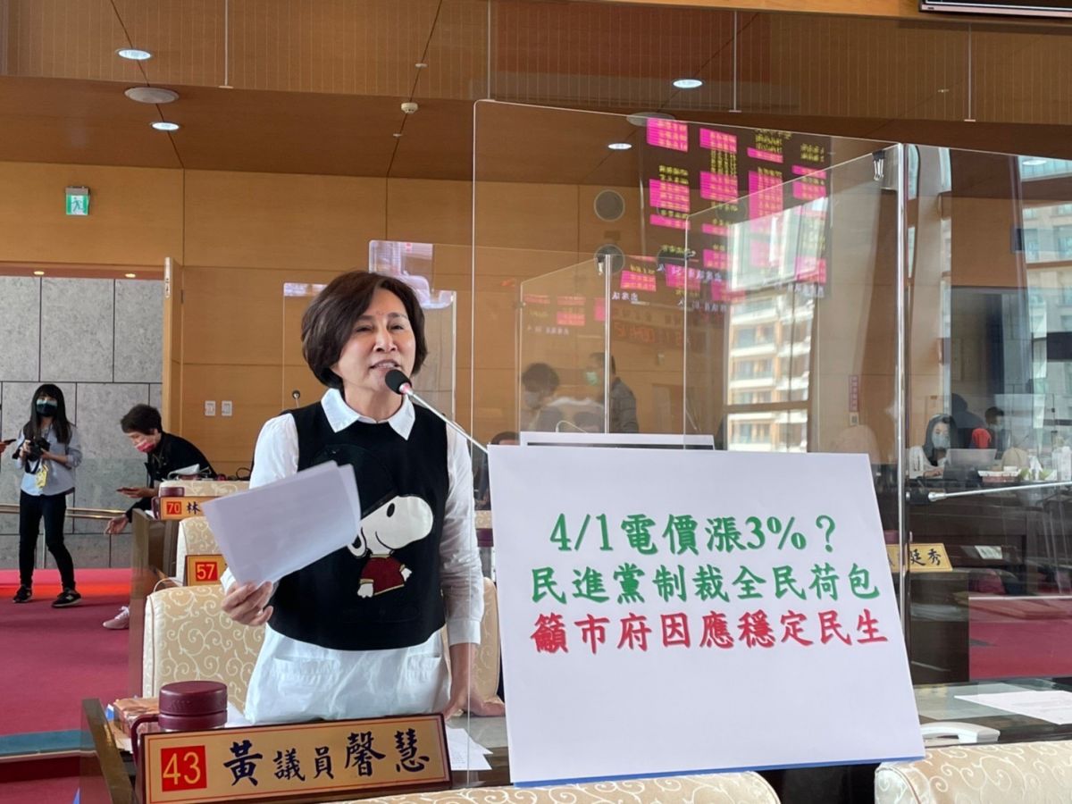 ▲議員黃馨慧表示，4月1日就公布新電價，為何選在通膨造成民生物資價格飛漲的最差時機，堅持要調漲電費、增加民眾負擔及生活壓力？(圖／柳榮俊攝2022.3. 16)
