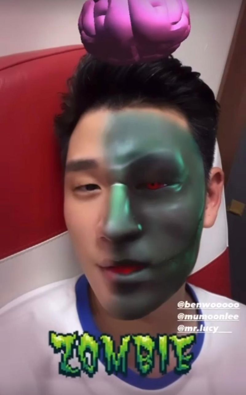 ▲周興哲在IG限時動態發布Zombie club濾鏡表示支持。(圖/尚慶創意提供)