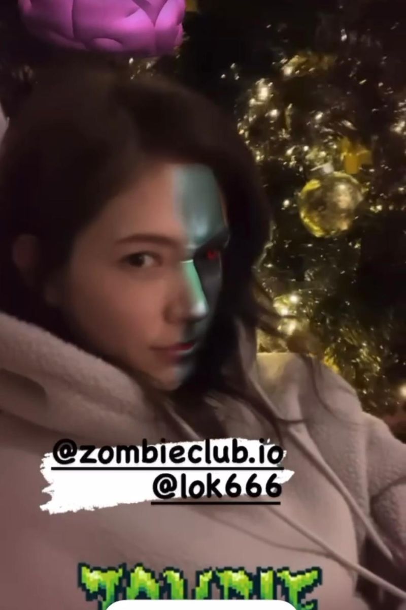 ▲▼許瑋甯(上圖)、馮德倫(下圖)在IG限時動態發布Zombie club濾鏡表示支持。(圖/尚慶創意提供)