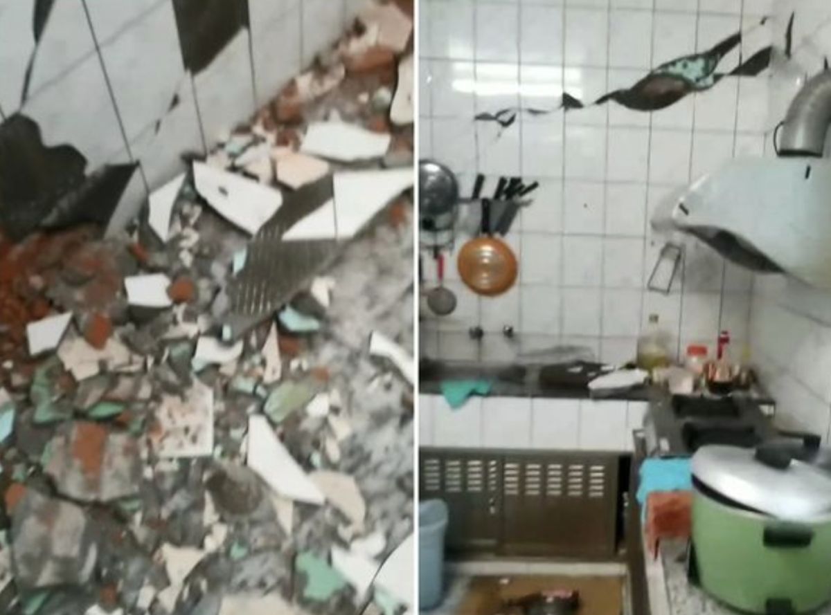 ▲花東深夜發生強震，台東長濱民宅牆壁整個被震碎。（圖/記者爆料網）