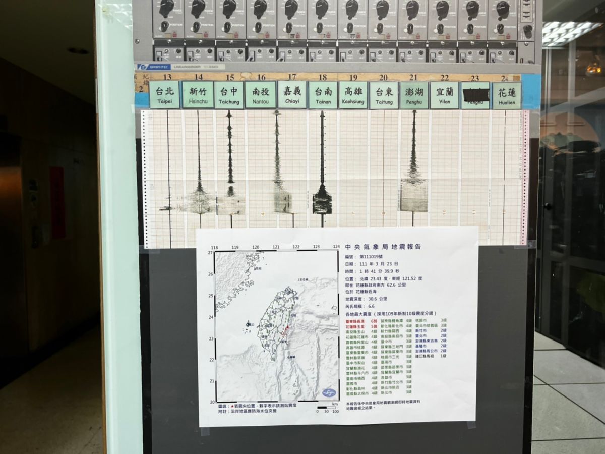 ▲今（23）日凌晨1點41分，花東地區發生強烈地震，芮氏規模6.6。（圖/記者張勵德攝）