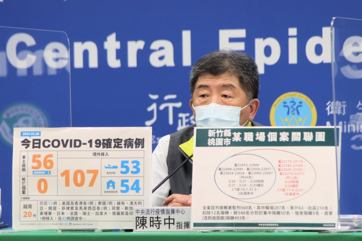 ▲指揮官陳時中說明桃園大潭電廠職場群聚狀況。（圖／指揮中心）