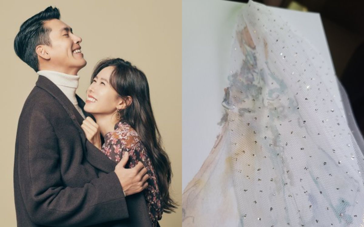 ▲玄彬、孫藝真結婚喜帖採高檔婚紗設計。（圖／Netflix、YTN）