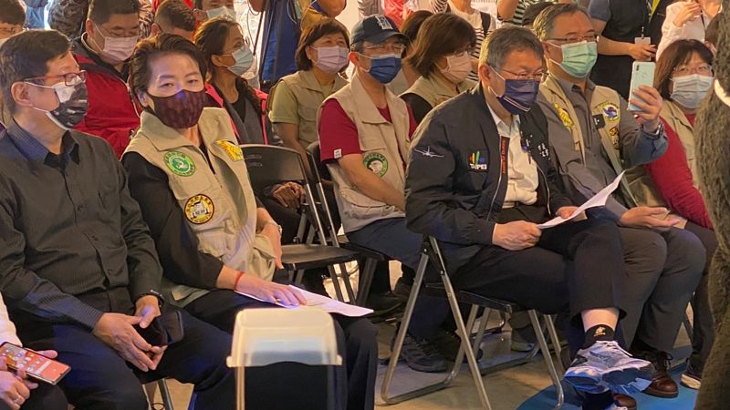 ▲台北市副市長黃珊珊（左二）與市長柯文哲（右二）31日上午一同參與「關渡自然展」的開幕儀式。（圖／記者丁上程攝，2022.03.31）