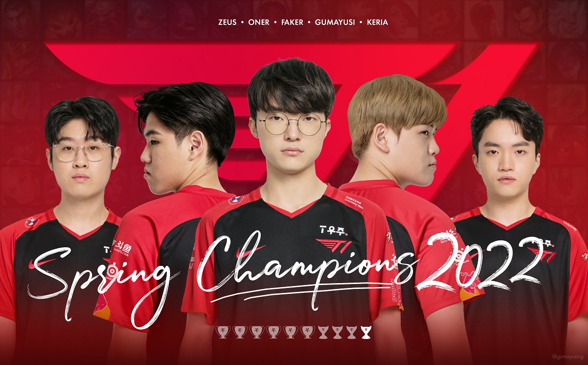 ▲「Faker」率領所屬的T1戰隊勇奪2022年《英雄聯盟》LCK春季賽冠軍，同時拿下個人和戰隊的第10冠。（圖／翻攝自T1推特）