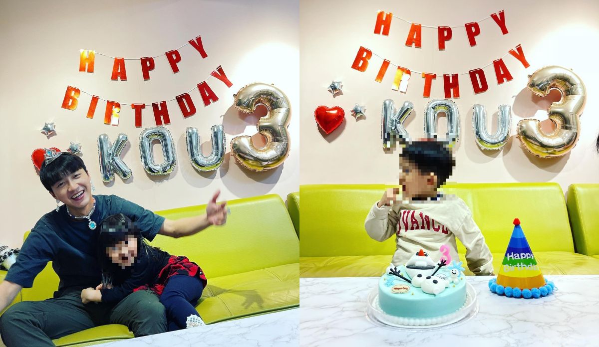 ▲江宏傑PO出為兒子（右圖）慶祝3歲生日的合影。（圖／翻攝江宏傑IG）