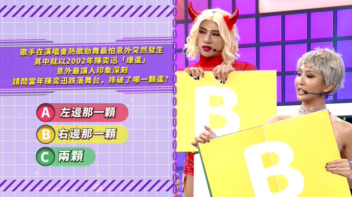 ▲被問「陳奕迅當年摔破哪一顆蛋？」《綜藝大熱門》藝人全傻眼。（圖／好看娛樂提供）