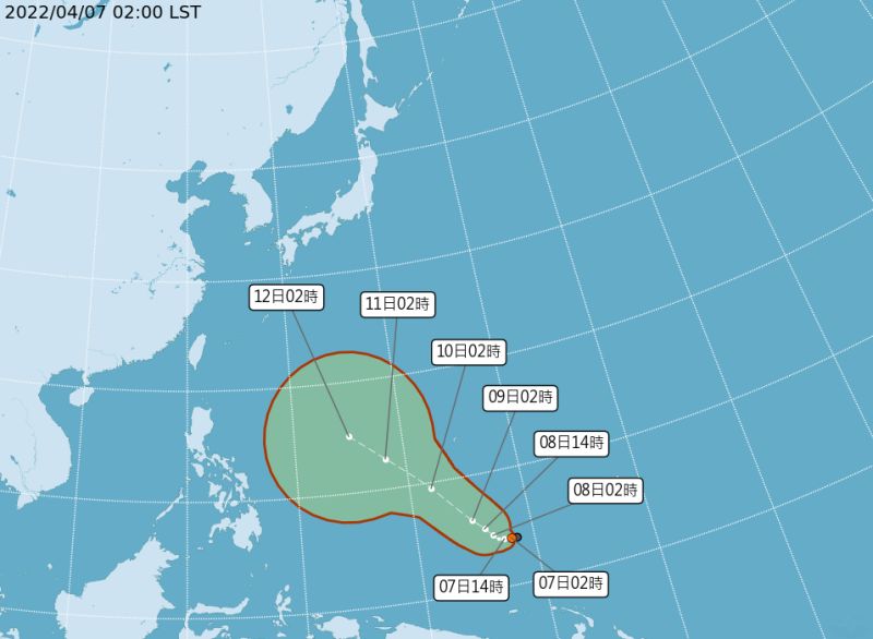 ▲今年第一個颱風「馬勒卡」將在今晚於菲律賓東方海面上形成，後續將先往西北前進。（圖／中央氣象局）