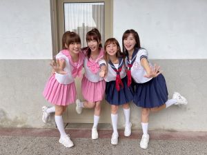 ▲節目《Help!女孩花惹Fun》效仿「校園喪屍」題材,左起為陳伊、Yuri、林襄和沐妍。(圖/狼谷娛樂提供) ▲節目《Help!女孩花惹Fun》效仿「校園喪屍」題材,左起為陳伊、Yuri、林襄和沐妍。(圖/狼谷娛樂提供)