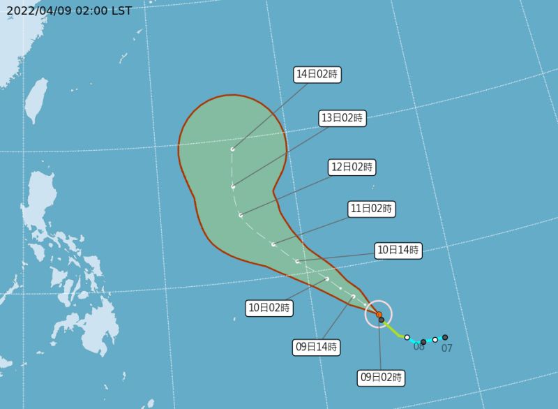 ▲馬洛卡颱風的最新預測路徑。（圖／中央氣象局）