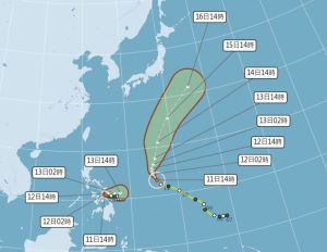 ▲馬勒卡台風預計最快今晚就有機會增強為中度颱風，未來將逐漸北轉往日本南方海面移動。（圖／翻攝中央氣象局官網）
