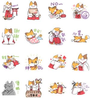 ▲免費貼圖「結緣貓巫女日常篇」。(圖/取自LINE) ▲免費貼圖「結緣貓巫女日常篇」。(圖/取自LINE)