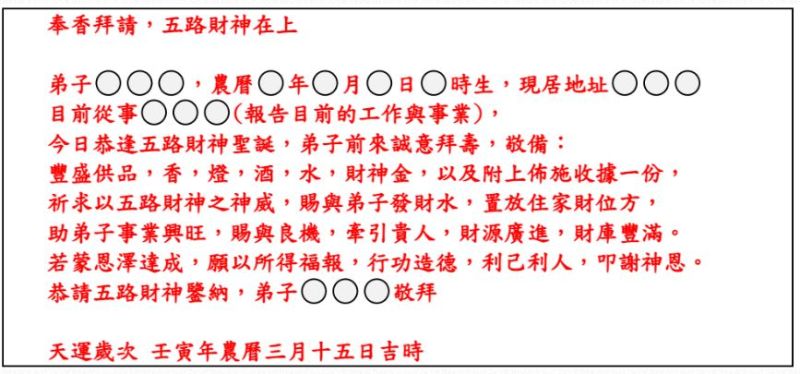 ▲向財神祝壽，可按照此求財疏文。（圖／取自《旺好運》）