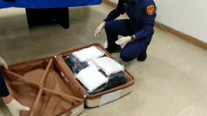 行李箱藏毒 ▲託運行李箱內查獲二級毒品安非他命6.18公斤、大麻花31.14公斤。(圖/記者李春台翻攝)