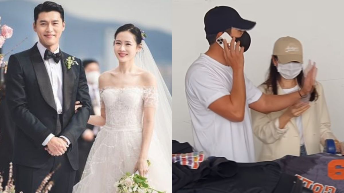 ▲「迫降CP」到美國度蜜月，兩人被困在機場門口，玄彬伸手阻擋沒戴口罩的粉絲靠近孫藝真。（圖／vast.ent IG、翻攝STATV YouTube）