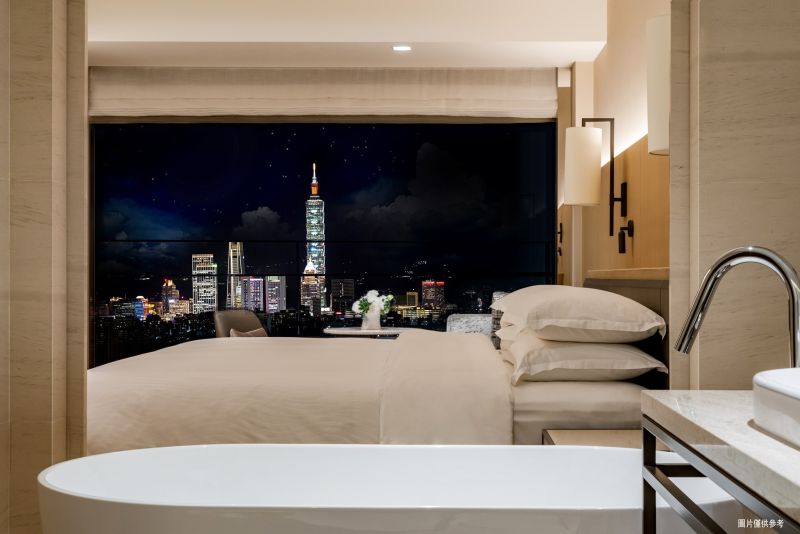 ▲台北萬豪酒店天際景觀客房可觀賞台北101景觀。（圖／翻攝自台北萬豪酒店FB）